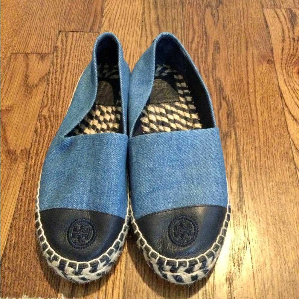 Denim Tory Burch Slip Ons with platform